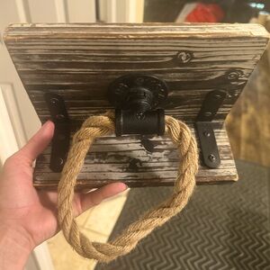 Rustic Wood and Rope Wall Shelf